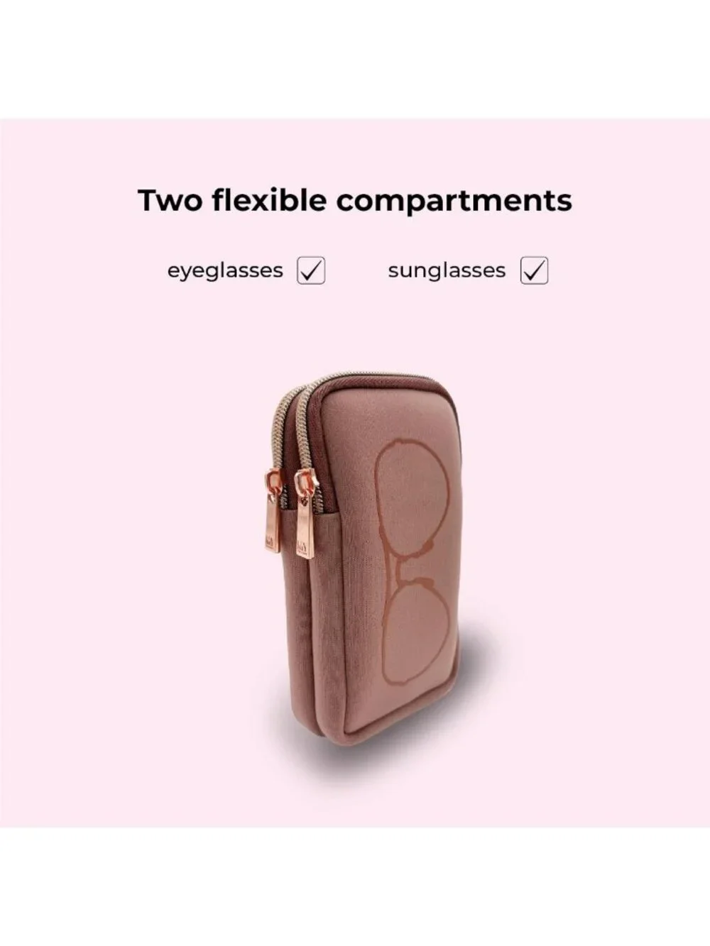 Stylish Double Eyeglass Case with 2 Compartments for Sunglasses & Glasses